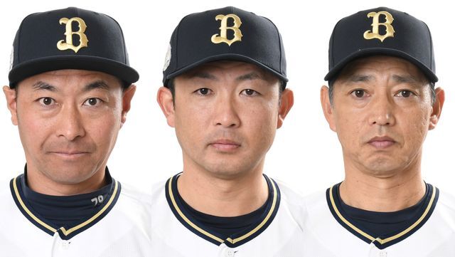 左からオリックス・辻竜太郎コーチ、梵英心コーチ、田口壮コーチ