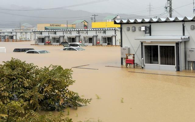 大雨で浸水した石川県輪島市中心部の仮設住宅=2024年9月21日午後0時32分、石川県輪島市宅田町、上田真由美撮影