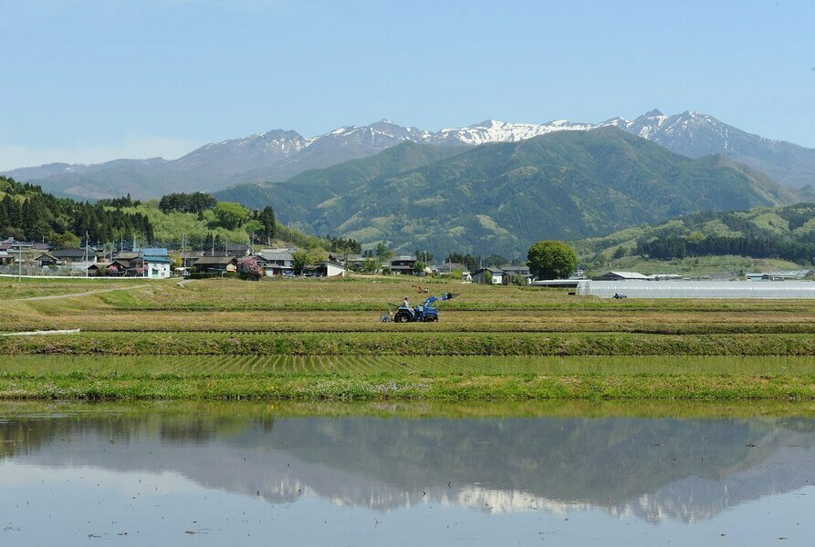 武尊山の麓に広がる川場村の田園風景。自然豊かな環境で「雪ほたか」はおいしく育つ