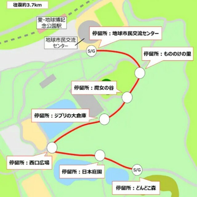 今年度の実証実験で運行するコース（愛知県提供）