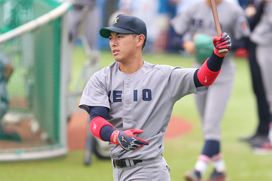 東大戦に出場した慶大・清原正吾【写真：加治屋友輝】