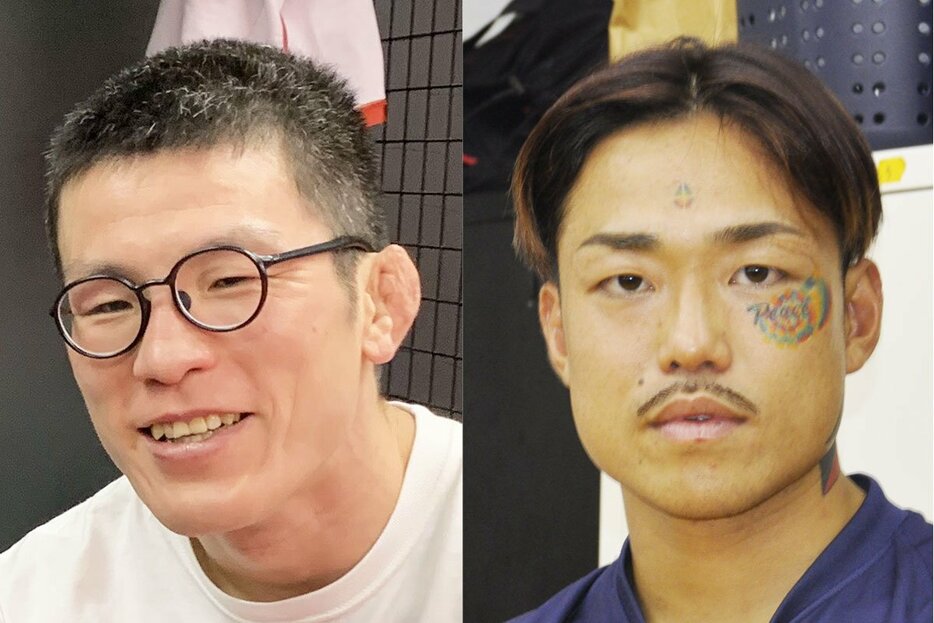 青木真也(左)と、昇侍戦を控える芦澤竜誠