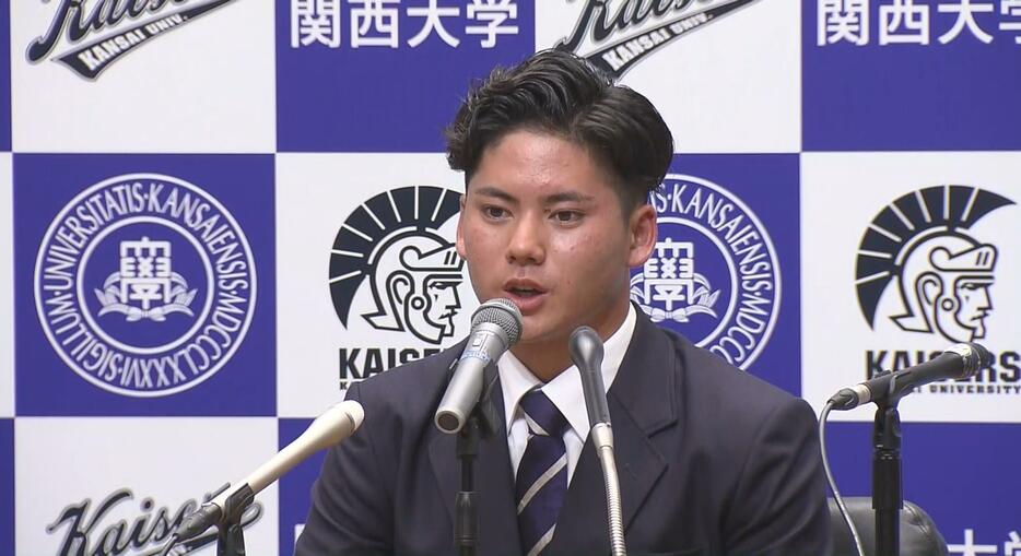 中日ドラゴンズから1位で指名を受けた関西大学の金丸夢斗投手