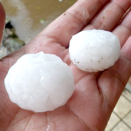 雹（ひょう）は、直径5ミリ以上の氷のかたまり（『空のふしぎがすべてわかる! すごすぎる天気の図鑑』より）