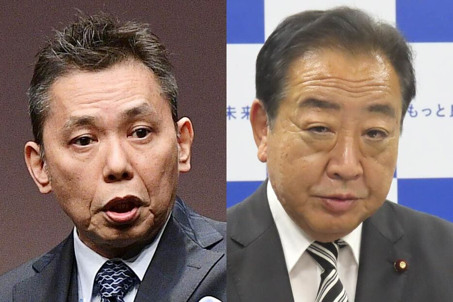 太田光（左）と野田代表