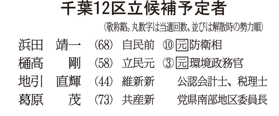 千葉12区立候補予定者