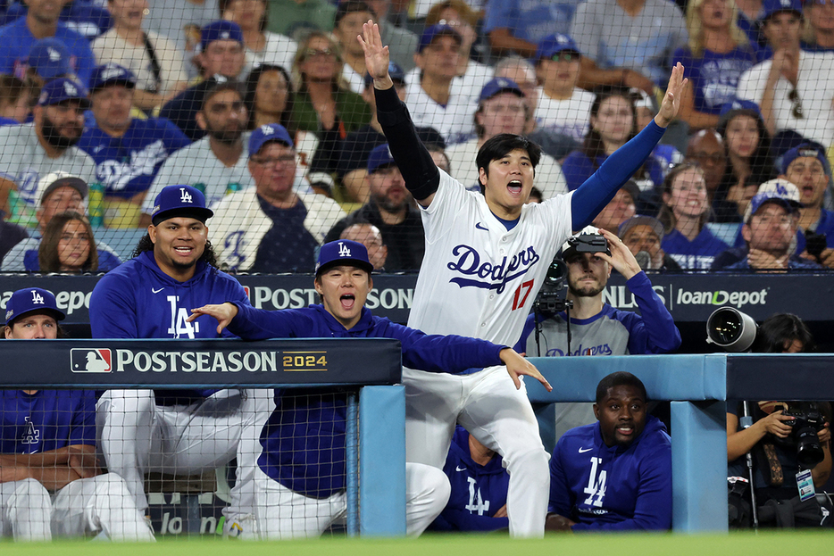 ロサンゼルス・ドジャースの大谷翔平選手や山本由伸選手ら（Harry How/Getty Images）