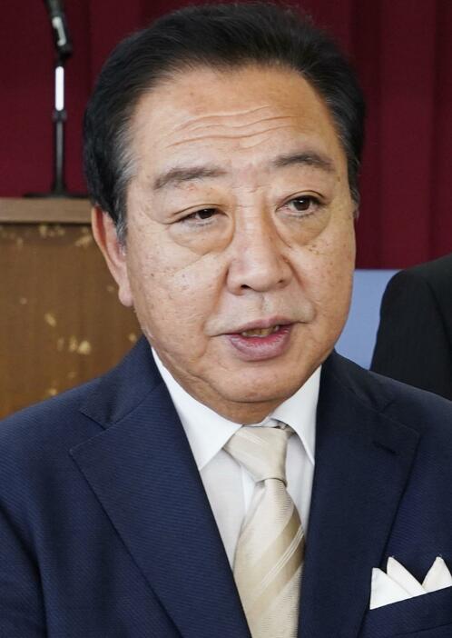 立憲民主党の野田代表＝14日午前、千葉県松戸市