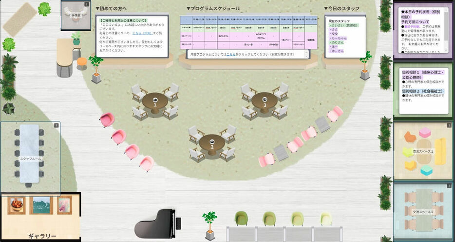 オンライン居場所「ここにいるよ。」の一画面