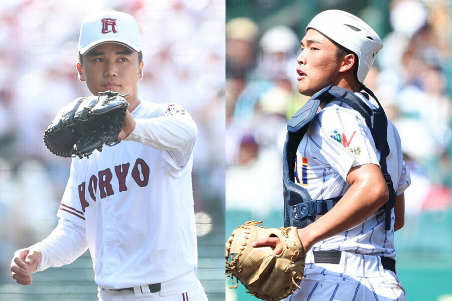 広陵・高尾響（左）と健大高崎・箱山遥人【写真：加治屋友輝】