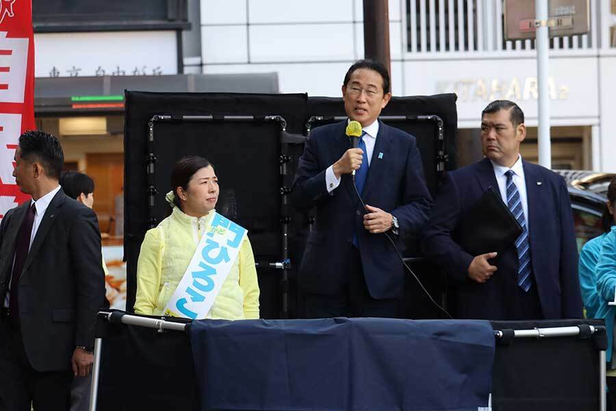 街頭演説ではSPや警察官による厳重警戒も印象的だった【写真：ENCOUNT編集部】