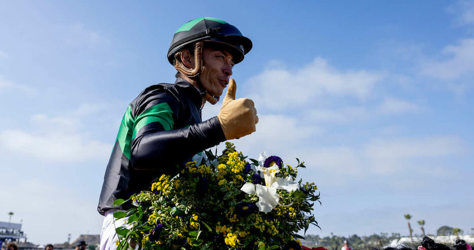 21年のデルマー開催で勝利した川田将雅騎手（C）Alex　Evers／Eclipse　Sportswire／Breeders　Cup