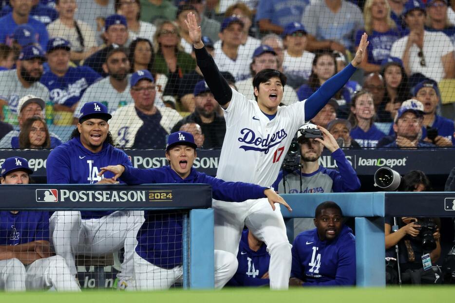 大谷はマルチ安打と活躍。ドジャースのワールドシリーズ進出が決定した(C)Getty Images