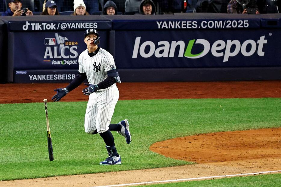 ４回裏、犠牲フライで打点をあげたジャッジ（ロイター＝USA TODAY Sports）