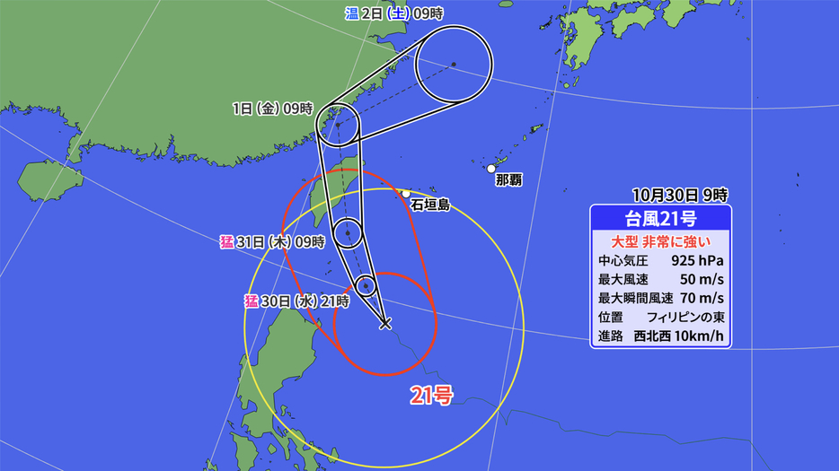 台風21号の予想進路