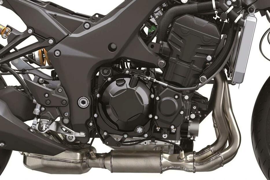 エンジンはNinja1000SXをベースに3mmストロークアップすることで1043→1099ccに到達。最大トルクは0.18kg-m増となった。同様のエンジンを採用したヴェルシス1100が15PS増を果たしており、Ninjaもパワーアップが期待できる。