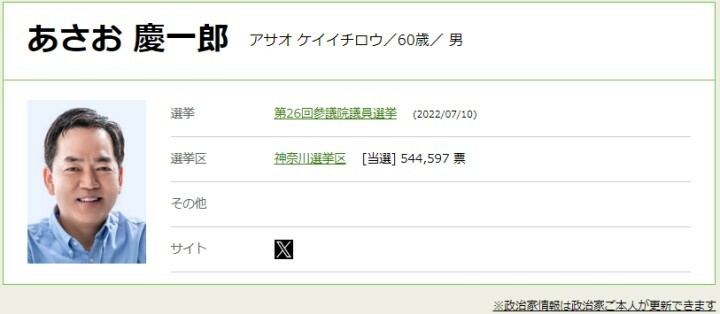 環境大臣　浅尾慶一郎（あさお・けいいちろう）参院議員