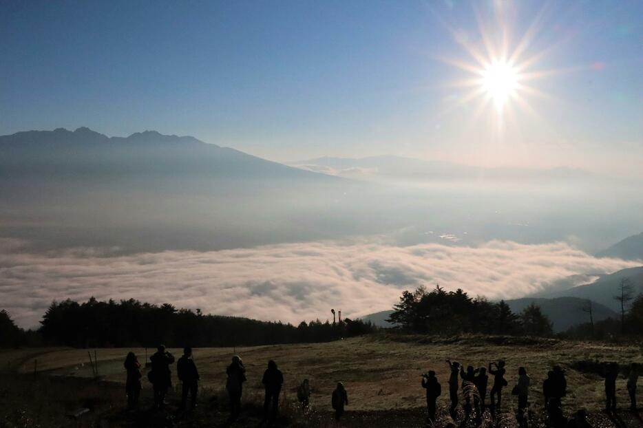 入笠山山頂付近の眼下に広がる雲海