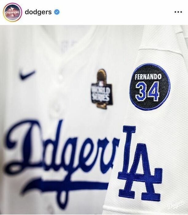 ドジャースの球団公式インスタグラム（＠ｄｏｄｇｅｒｓ）より