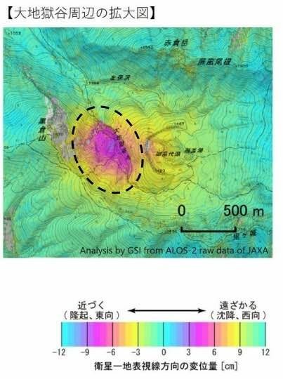 岩手山の地殻変動(2023年11月～2024年9月) ※気象庁の資料より