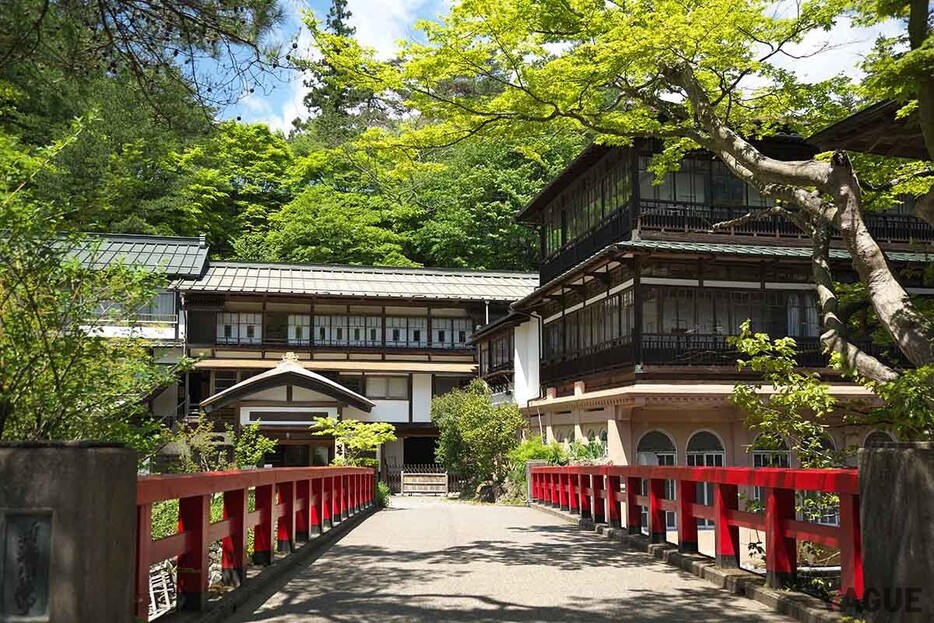 積善館は湯治棟の「本館」と旅館棟である「山荘」「佳松亭」の3つからなる