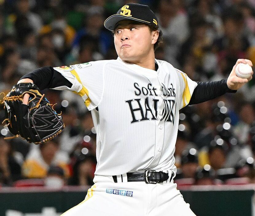 4回、3番手で登板した前田純（撮影・穴井友梨）