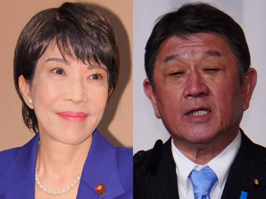 　高市早苗氏（左）と茂木敏充氏