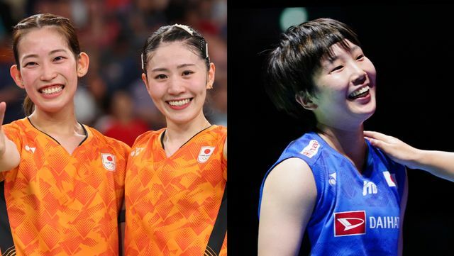 バドミントン日本代表の松山奈未選手、志田千陽選手、山口茜選手(写真：YUTAKA/アフロスポーツ)(写真：アフロ)