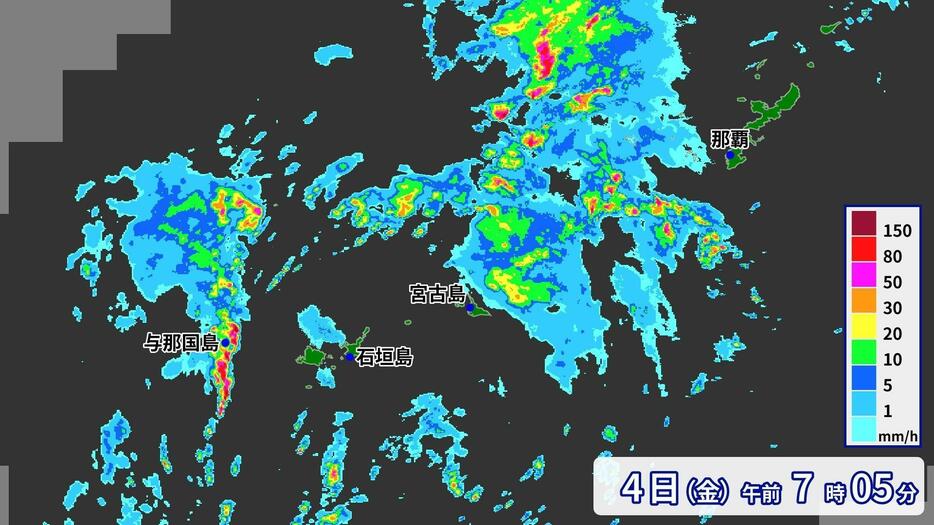 4日(金)の雨雲の様子