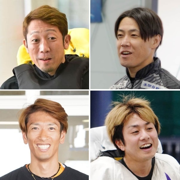 4支部の4人（上段左は福岡の長野壮志郎、右は山口の谷村一哉、下段左は佐賀の安河内将、右は長崎の村上遼）