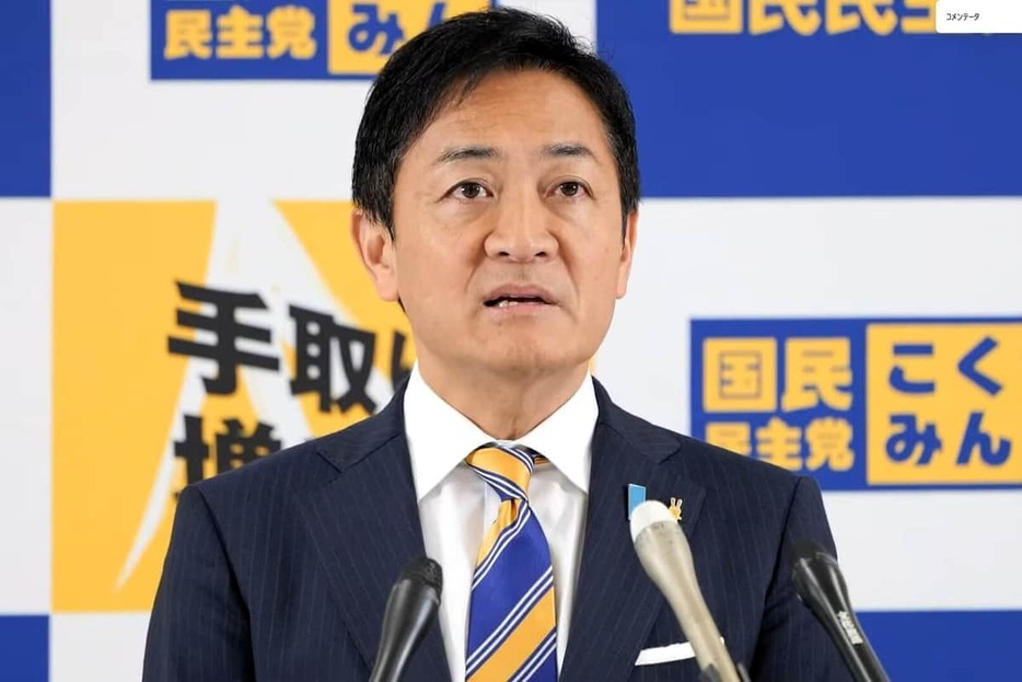 定例会見に臨む国民民主党の玉木雄一郎代表（写真は党配信の動画から）