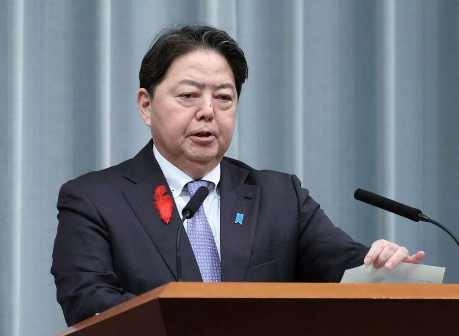 林芳正官房長官＝首相官邸（春名中撮影）