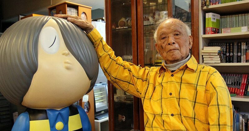 『ゲゲゲの鬼太郎』を描いた水木しげるさん　Photo:AFP=JIJI