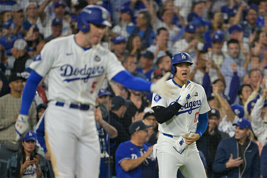 ワールドシリーズ第1戦に出場したドジャース・大谷翔平【写真：ロイター】