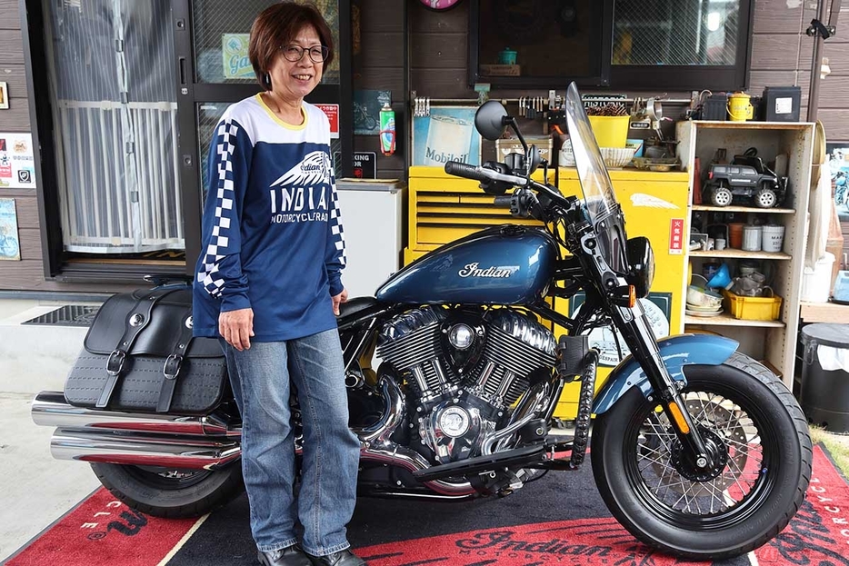 伊藤由美さんの現在の愛車、インディアンモーターサイクルの純・空冷エンジン搭載車「スーパーチーフ」