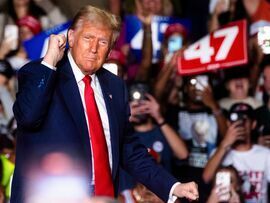 Donald Trump during a campaign event in Greensboro, North Carolina, US, on Oct. 22. Photographer: Cornell Watson/Bloomberg