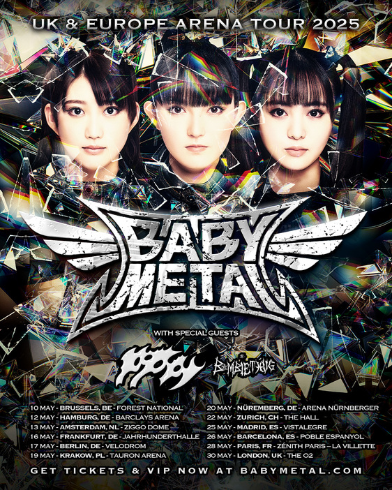 『BABYMETAL UK & EUROPE ARENA TOUR 2025』告知画像