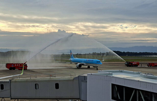 ソウル－長崎線の定期便を再開した大韓航空（同社提供）