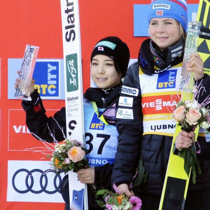 2019年、W杯ジャンプ女子個人第14戦で2位になった高梨沙羅（写真・共同通信）