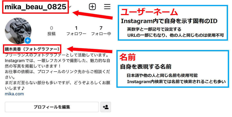 インスタのID（ユーザーネーム）とは？ 「ID」と「名前」の違い