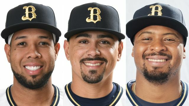 左からオリックスのエスピノーザ投手、マチャド投手、ペルドモ投手