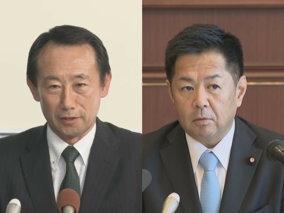 江崎禎英さん(左)と渡辺猛之参議院議員(右)