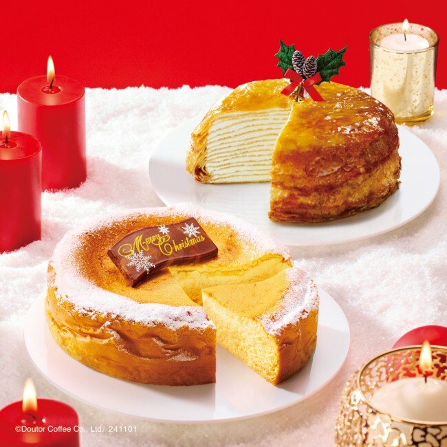 「クリスマスベイクドチーズケーキ」、「クリスマスミルクレープ」（各4000円）　※価格は税込み