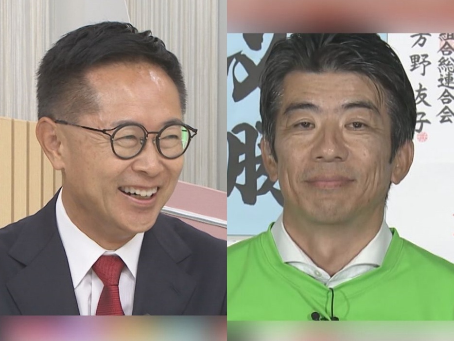 東海テレビの番組に出演した国民民主党の古川元久さんと立憲民主党の重徳和彦さん