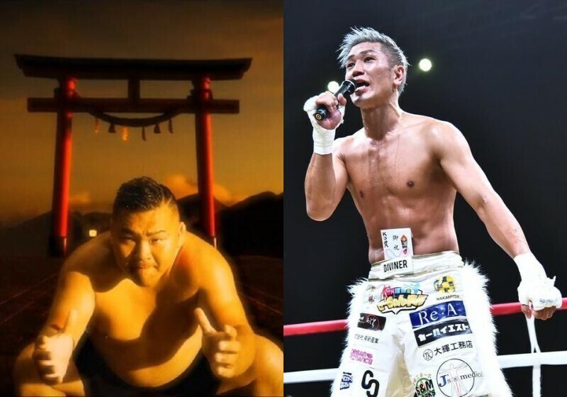 元大相撲の照強（左）とK-1で活躍したキックボクサー城戸の無差別級の異種格闘技戦