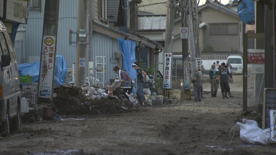 川の氾濫の被害に遭った輪島市