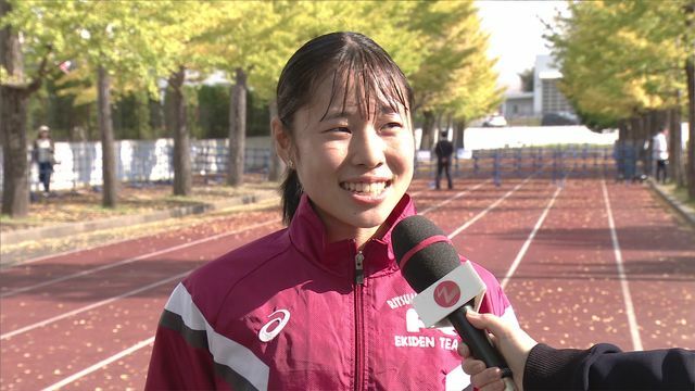 2区区間新記録のレースを笑顔で振り返る立命館大学1年生の山本釉未選手