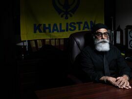 Gurpatwant Singh Pannun in New York in August. Photographer: Nada Harib/Bloomberg