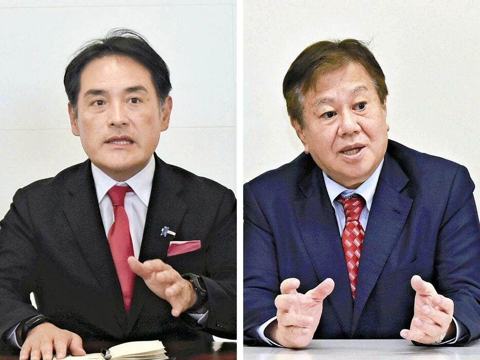 （左から届け出順に）岩田和親氏、原口一博氏