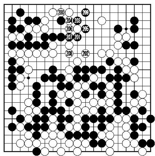 【２譜】２００～２０９　２１０手以下略黒中押し勝ち